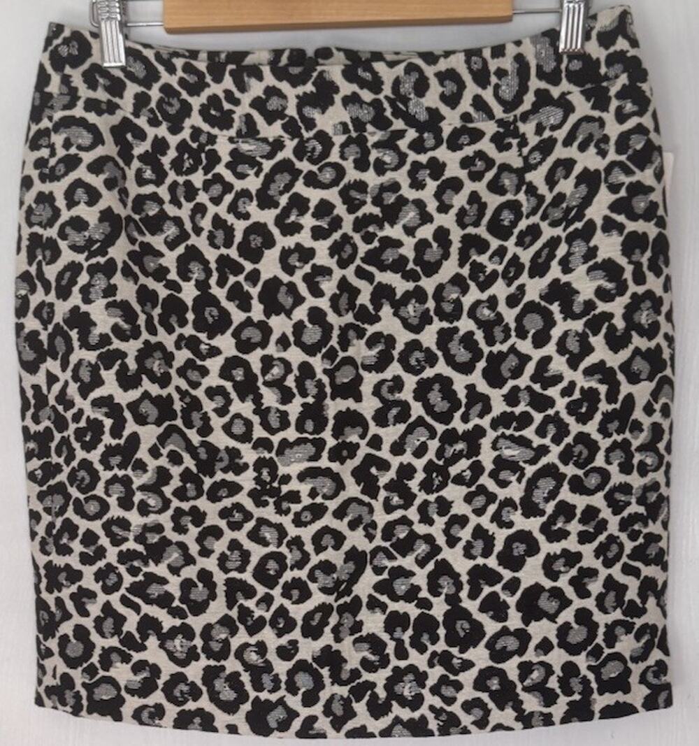 HALOGEN Skirt WOMEN'S SIZE 8 WHITE-BLACK ANIMAL PRINT PENCIL Mini NEW